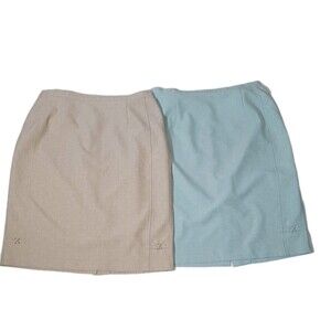 Alfred Dunner  2-pc Skirt Bundle  Robin Blue And Beige Women's Size 16